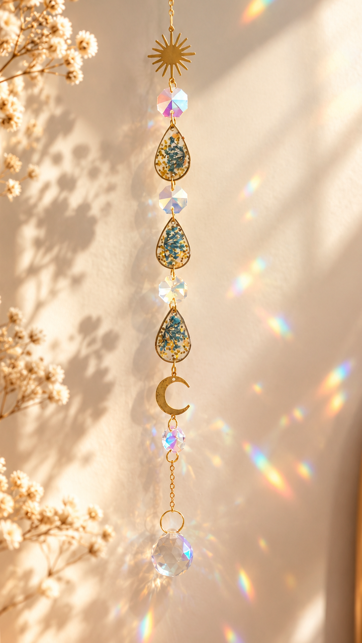 Sun Catcher fleuri – Attrape-soleil aux fleurs naturelles