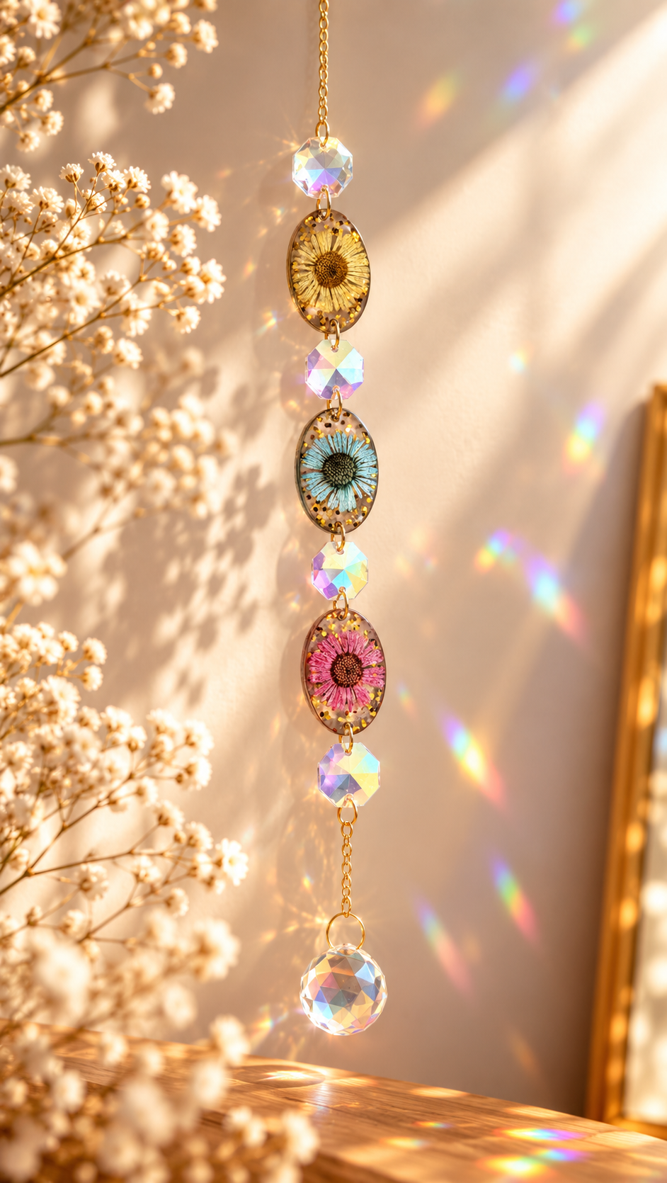 Sun Catcher fleuri – Attrape-soleil aux fleurs naturelles