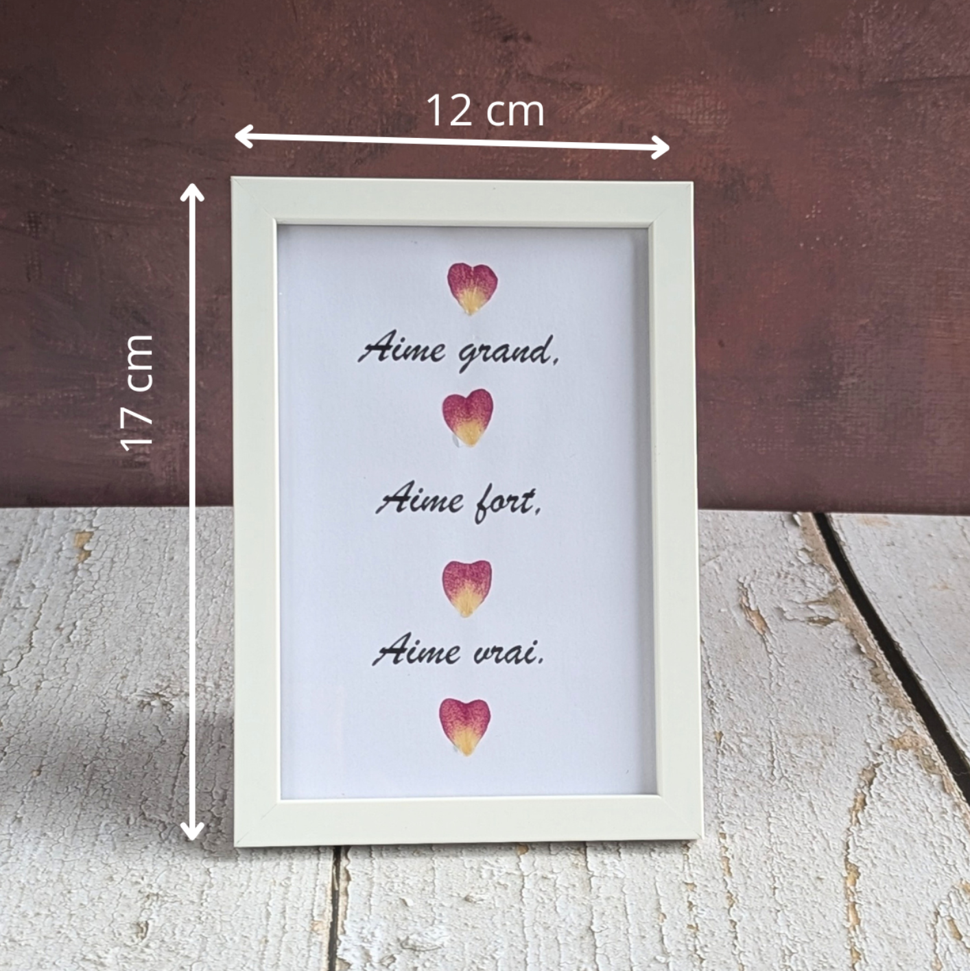 Mesure du cadre aime grand aime fort, aimé vrais. collection Florésie