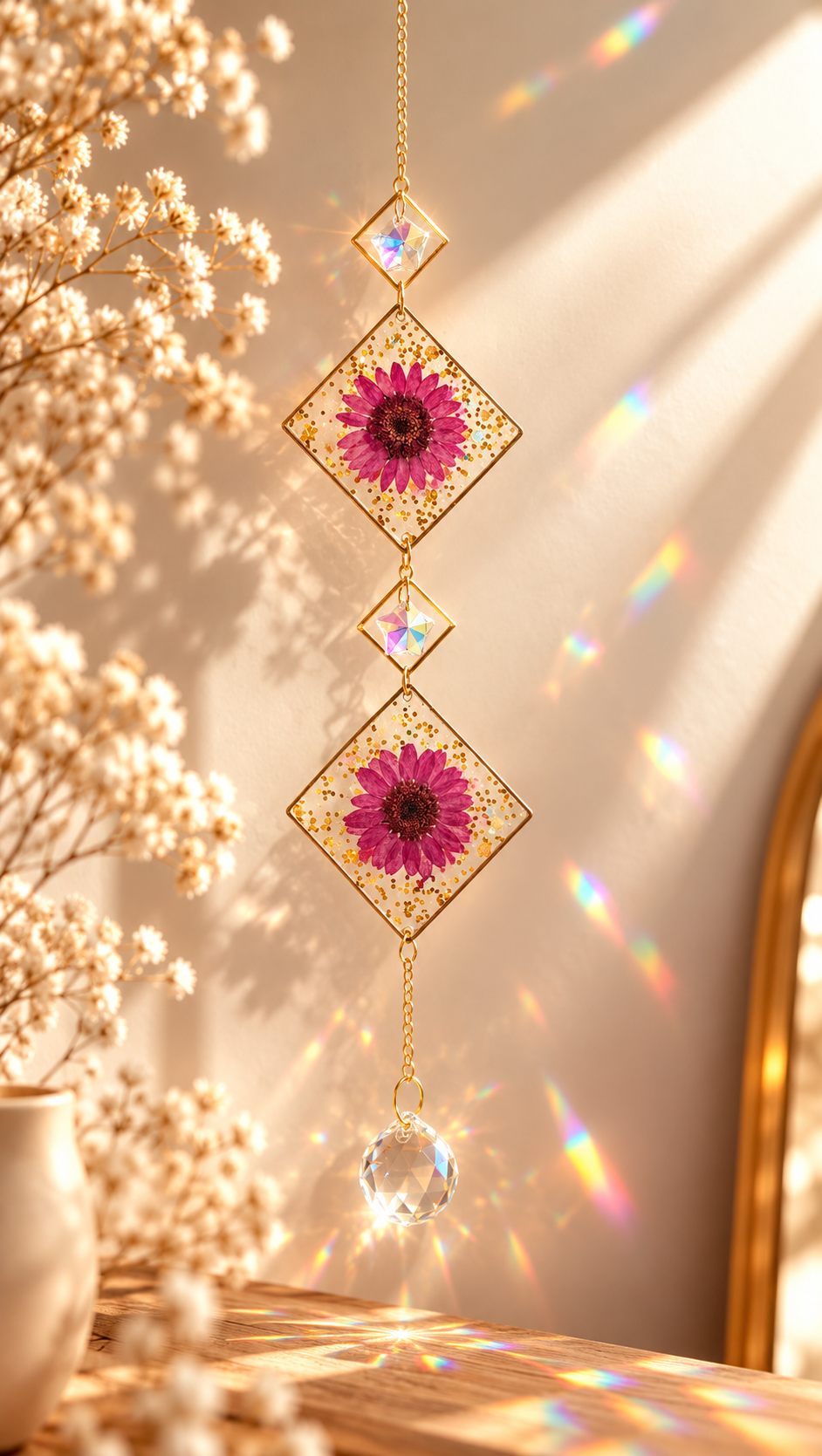Sun Catcher fleuri – Attrape-soleil aux fleurs naturelles